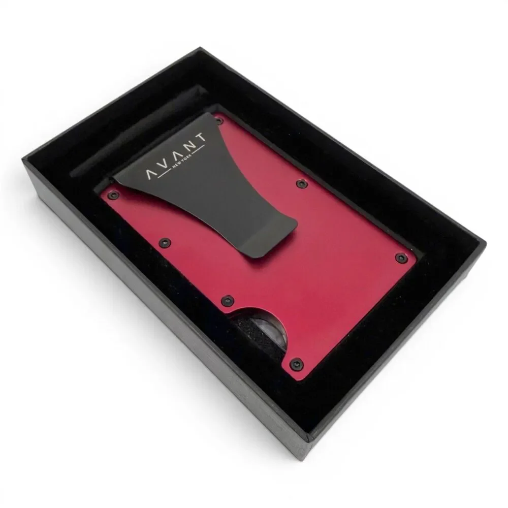 NEW Avantwood Red Aluminum Money Clip Wallet RFID Blocking